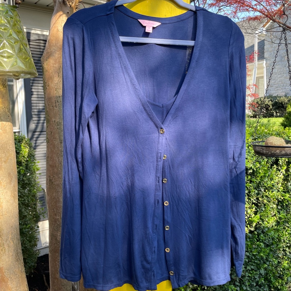 Lilly Pulitzer NWT lightweight navy tank top and cardigan set size medium